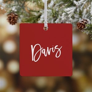 Family Scripty Name Personalized Square Photo Ornament - 32711-1M