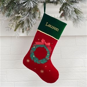 Traditional Christmas Wreath Personalized Christmas Stockings - 32747-W