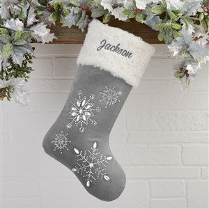 Seasons Sparkle Embroidered Grey Stocking - 32755-S