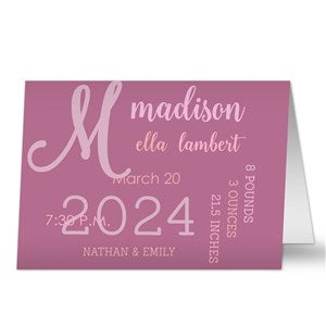 Modern All About Baby Girl Personalized Greeting Card - Signature - 32767