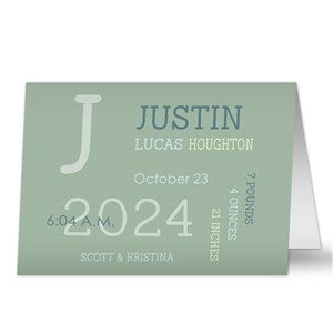 Modern All About Baby Boy Personalized Greeting Card - Signature - 32768
