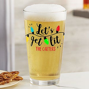 Lets Get Lit Personalized Christmas 16oz Pint Glass - 32782-PG