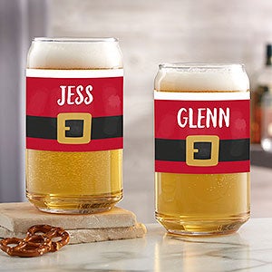 Santa Belt Personalized Christmas 16oz Beer Can Glass - 32787-B
