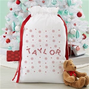 Candy Cane Lane Personalized Canvas Drawstring Santa Sack - 32806