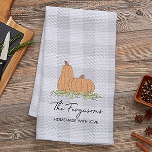 Precious Moments® Pumpkins & Buffalo Check Personalized Kitchen Towel - 32873