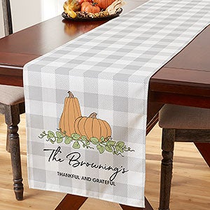 Precious Moments® Pumpkins  Buffalo Check Personalized Table Runner- 16 x 120 - 32875-L