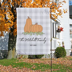 Precious Moments® Pumpkins  Buffalo Check Personalized Garden Flag - 32876