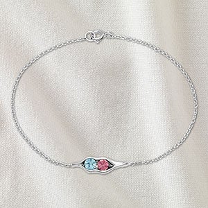 Peas In A Pod Personalized Sterling Silver Birthstone Bracelet - 2 Stones - 32896D-2SS