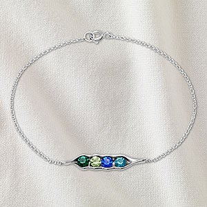 Peas In A Pod Personalized Sterling Silver Birthstone Bracelet - 4 Stones - 32896D-4SS