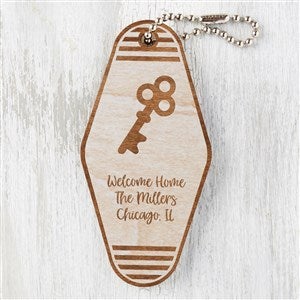 New Home Personalized Wood Motel Keychain- Whitewash - 32909-W