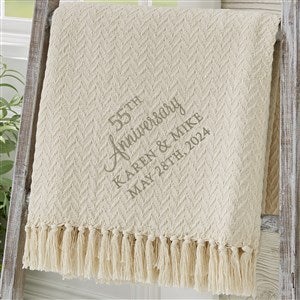 Anniversary Text Embroidered Afghan - 32914