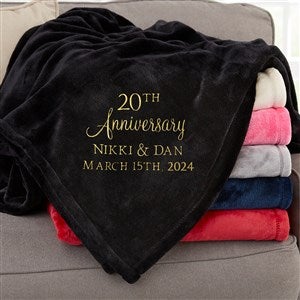 Anniversary Text Personalized 50x60 Black Fleece Throw - 32915-SB