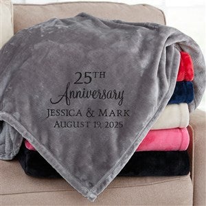 Anniversary Text Personalized 50x60 Grey Fleece Throw - 32915-SG