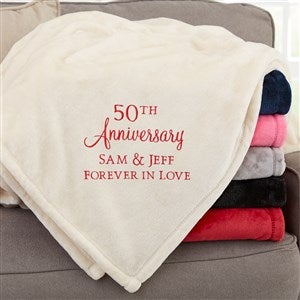 Anniversary Text Personalized 60x80 Beige Fleece Throw - 32915-LI