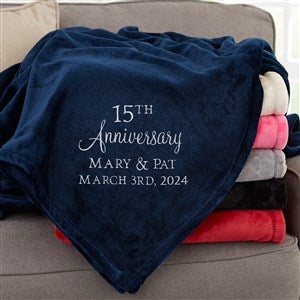 Anniversary Text  Personalized 60x80 Navy Fleece Throw - 32915-LN