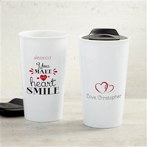 Personalized Floral Heart Travel Coffee Mug, Design: M5