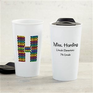 Crayon Letter Personalized 12 oz. Double-Walled Ceramic Travel Mug - 33223