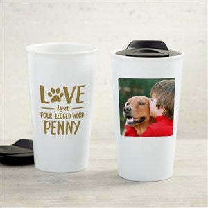 Love is a Four-Legged Word Personalized 12 oz. Double-Walled Ceramic Travel Mug - 33229