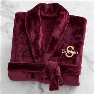 Playful Name Embroidered Fleece Robe - Maroon - 33288-M