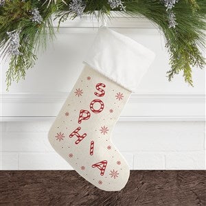 Candy Cane Lane Personalized Ivory Christmas Stocking - 33318-I