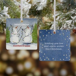 Snow Couple Personalized Square Photo Ornament - 3333-2M