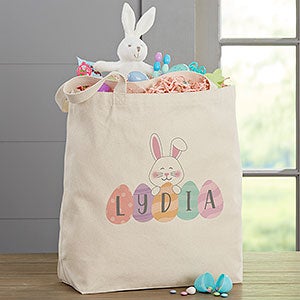 Happy Easter Eggs Personalized 20x15 Canvas Tote Bag - 33350-L