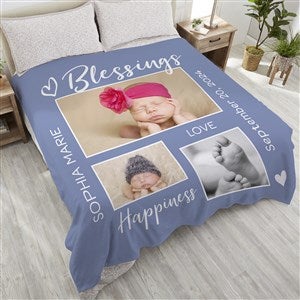 Baby Photo Collage Personalized Photo 90x90 Plush Fleece Blanket - 33391-Queen