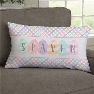 Happy Easter Eggs Personalized Lumbar Throw Pillow - 33455-LB