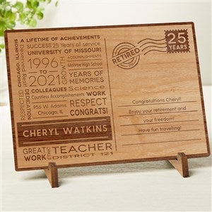 Retirement Personalized Wood Postcard-Natural - 33487