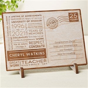 Retirement Personalized Wood Postcard- Whitewash - 33487-W