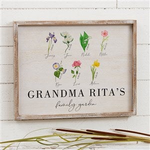 Grandmas Birth Month Flowers Whitewashed Frame Wall Art 14x18 - 33572W-14x18