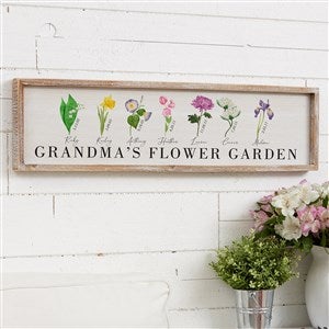 Grandmas Birth Month Flowers Whitewashed Frame Wall Art 30x8 - 33572W-30x8