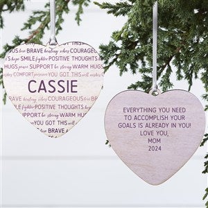 Words Of Encouragment Personalized Heart Ornament- 4 Wood - 2 Sided - 33577-2W
