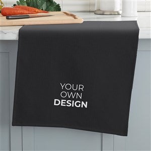 Design Your Own Personalized Waffle Weave Kitchen Towel - Black - 33757-BK