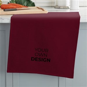 Design Your Own Personalized Waffle Weave Kitchen Towel - Burgundy - 33757-BU