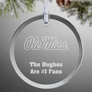 NCAA Ole Miss Rebels Personalized Glass Ornament - 33835