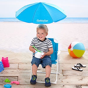 Kids Blue Beach Chair  Personalized Umbrella Set by Stephen Joseph - 3385-B