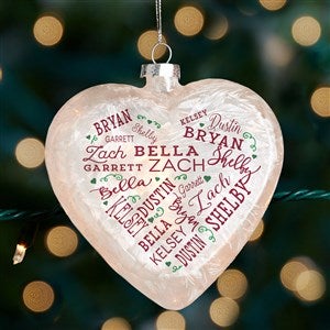 Close To Her Heart Personalized Lightable Frosted Glass Heart Ornament - 33861