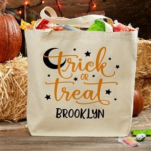 Trick or Treat Personalized Halloween Canvas Tote Bag- 20 x 15 - 33940-L