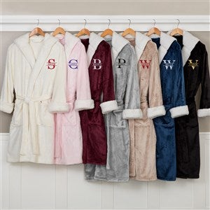 Lavish Last Name Embroidered Fleece Robe - Ivory