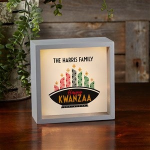 Kwanzaa Personalized Grey LED Light Shadow Box- 6x 6 - 33996-G-6x6