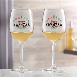 Kwanzaa Personalized White Wine Glass - 34001-W