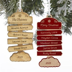 North Pole Personalized Red Maple Wood Ornament