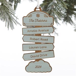 North Pole Personalized Blue Stain Wood Ornament - 34008-B