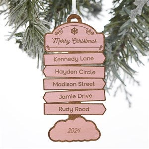 North Pole Personalized Pink Stain Wood Ornament - 34008-P