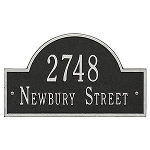 Grand Arch Personalized Address Plaque - Black  Silver - 3400D-BS