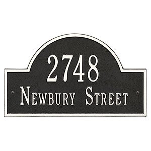 Grand Arch Personalized Address Plaque - Black  White - 3400D-BW