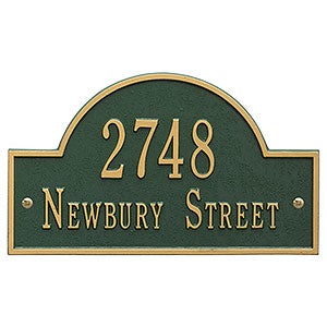 Grand Arch Personalized Address Plaque - Green  Gold - 3400D-GG