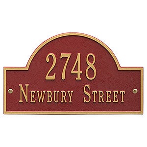 Grand Arch Personalized Address Plaque - Red  Gold - 3400D-RG