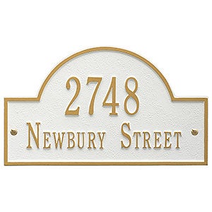 Grand Arch Personalized Address Plaque - White  Gold - 3400D-WG
